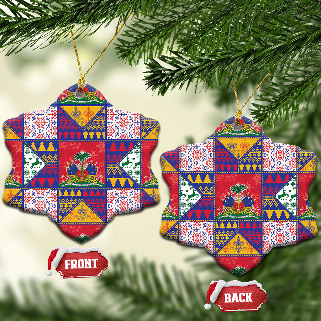 Haiti Christmas Ceramic Ornament Patchwork Style