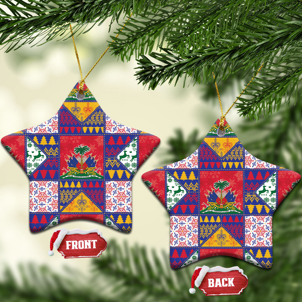 Haiti Christmas Ceramic Ornament Patchwork Style