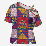 Haiti Christmas Cross Shoulder Shirt Patchwork Style