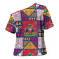 Haiti Christmas Cross Shoulder Shirt Patchwork Style