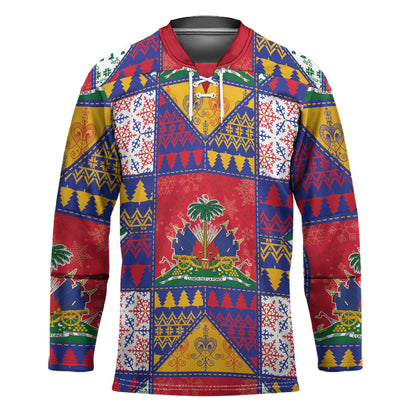 Haiti Christmas Hockey Jersey Patchwork Style