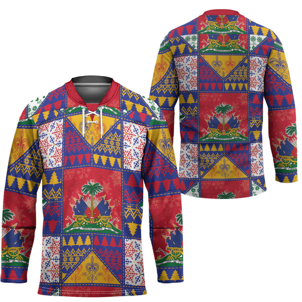 Haiti Christmas Hockey Jersey Patchwork Style