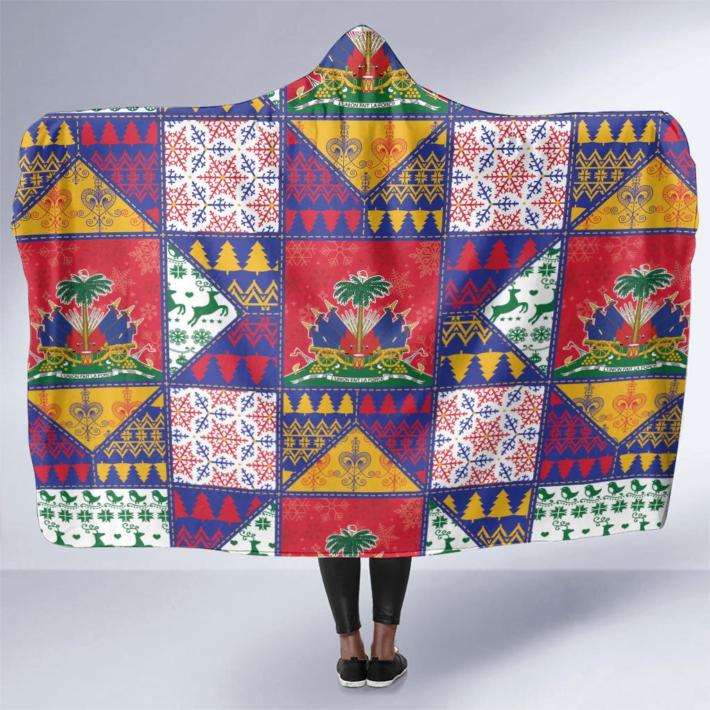 Haiti Christmas Hooded Blanket Patchwork Style