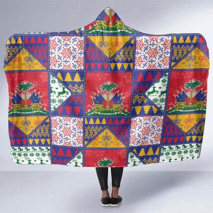 Haiti Christmas Hooded Blanket Patchwork Style