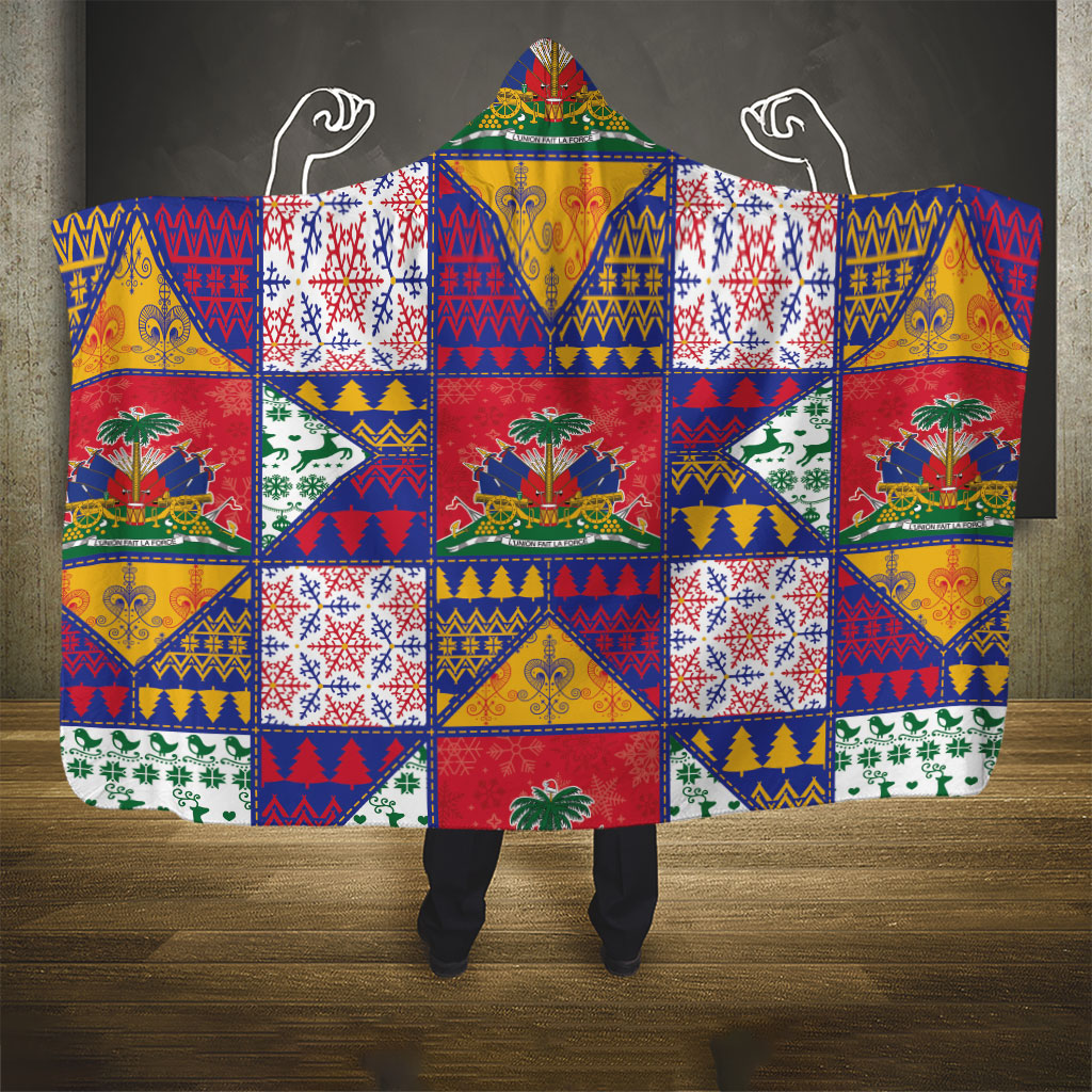 Haiti Christmas Hooded Blanket Patchwork Style