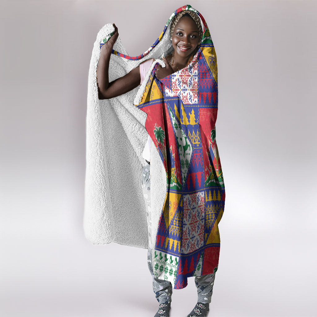 Haiti Christmas Hooded Blanket Patchwork Style