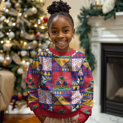 Haiti Christmas Kid Ugly Christmas Sweater Patchwork Style