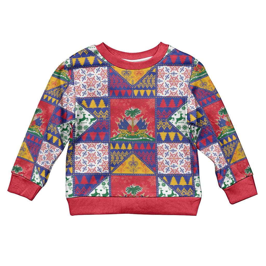 Haiti Christmas Kid Ugly Christmas Sweater Patchwork Style