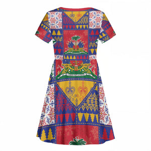 Haiti Christmas Kid Short Sleeve Dress Patchwork Style
