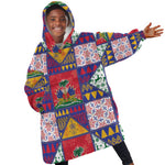 Haiti Christmas Kid Wearable Blanket Hoodie Patchwork Style