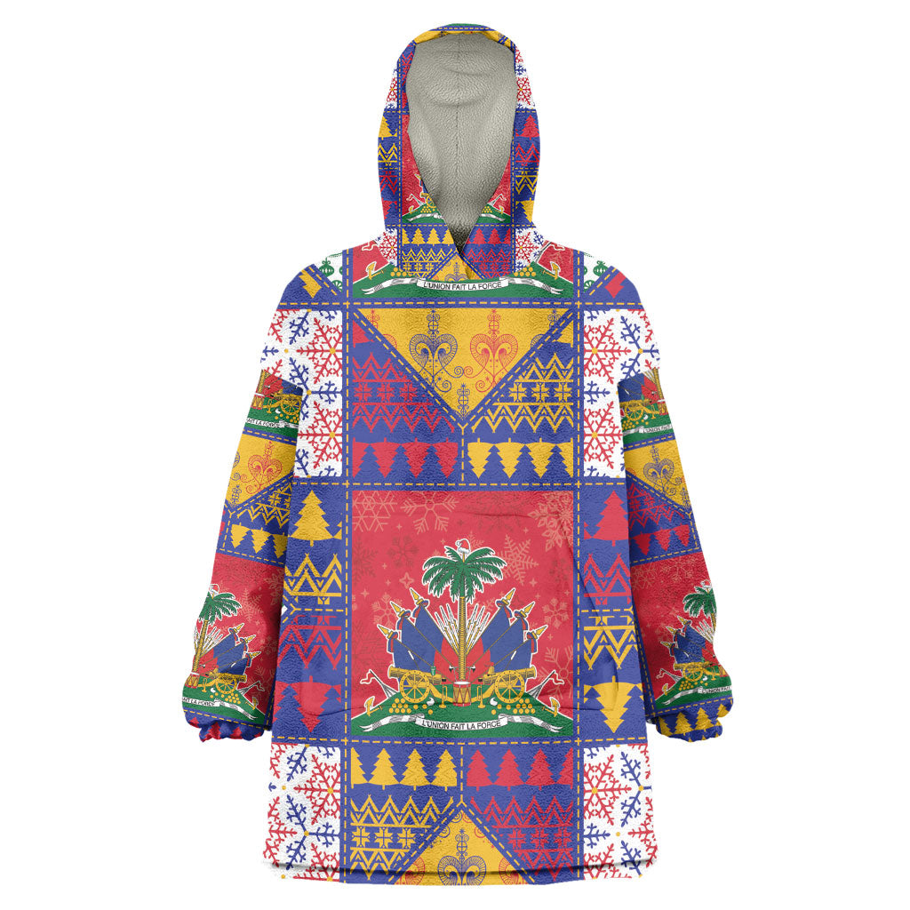 Haiti Christmas Kid Wearable Blanket Hoodie Patchwork Style