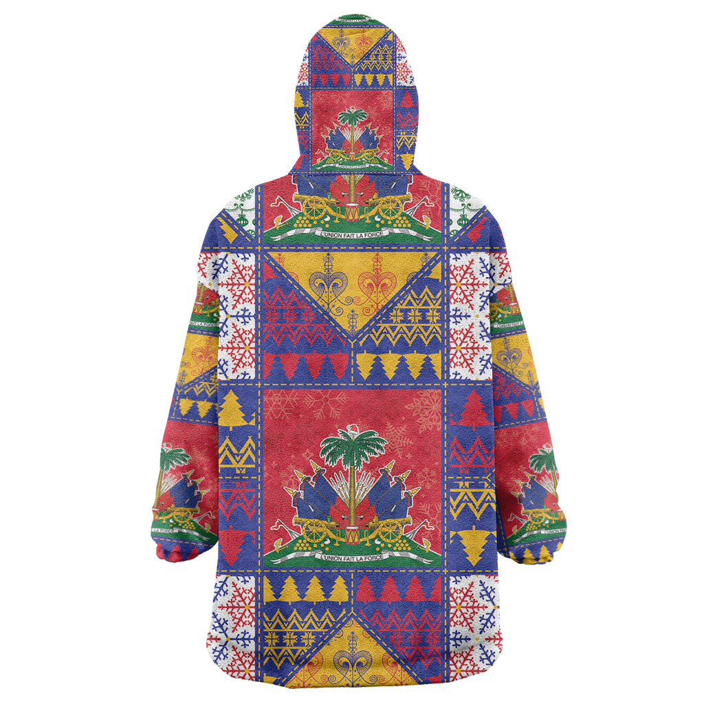 Haiti Christmas Kid Wearable Blanket Hoodie Patchwork Style
