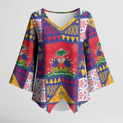 Haiti Christmas Kimono Sleeve Blouse Patchwork Style
