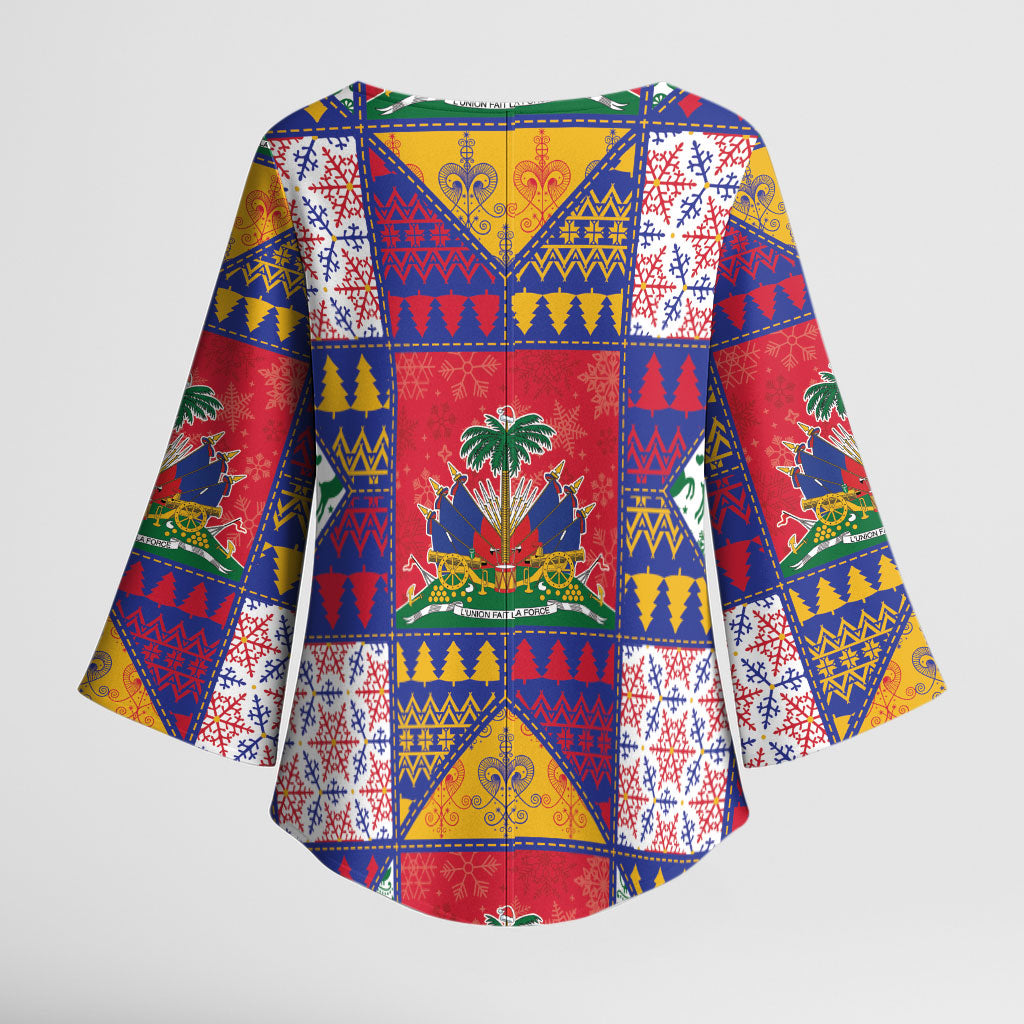 Haiti Christmas Kimono Sleeve Blouse Patchwork Style