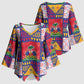 Haiti Christmas Kimono Sleeve Blouse Patchwork Style