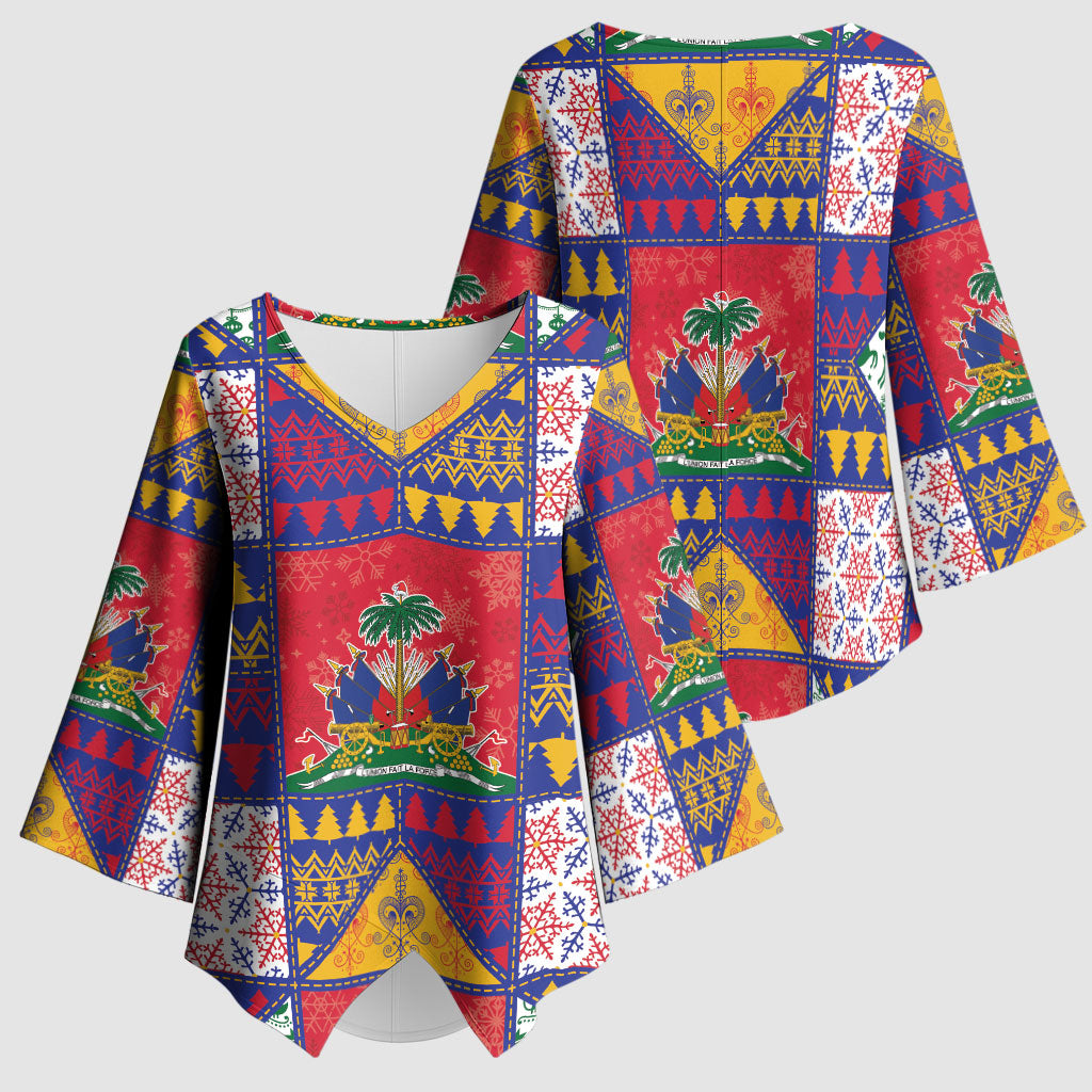 Haiti Christmas Kimono Sleeve Blouse Patchwork Style