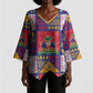 Haiti Christmas Kimono Sleeve Blouse Patchwork Style