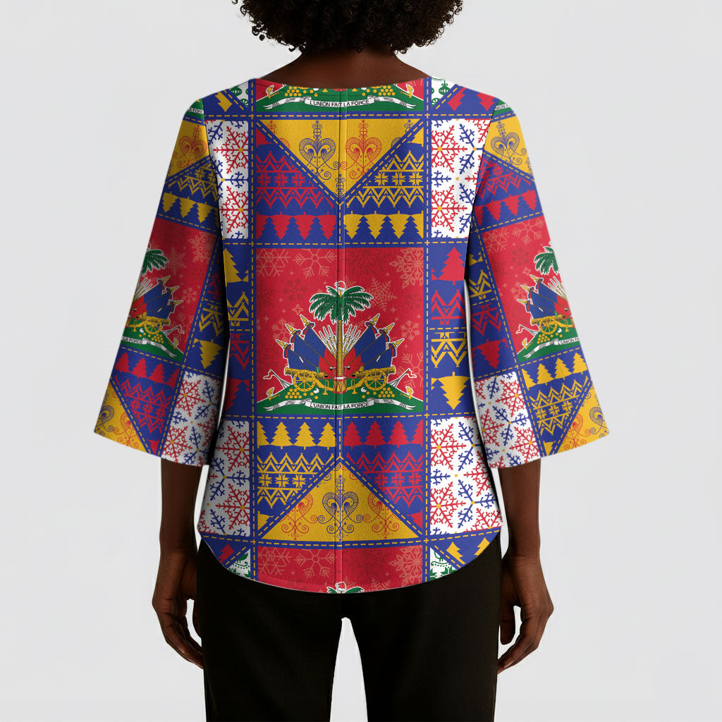 Haiti Christmas Kimono Sleeve Blouse Patchwork Style