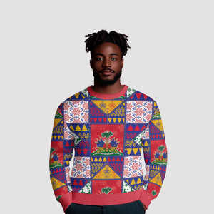 Haiti Christmas Ugly Christmas Sweater Patchwork Style
