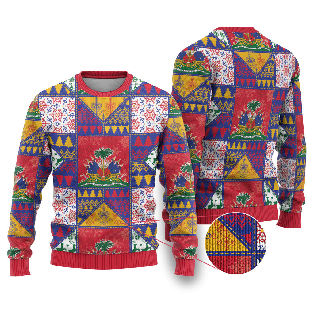 Haiti Christmas Ugly Christmas Sweater Patchwork Style