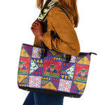 Haiti Christmas Leather Tote Bag Patchwork Style