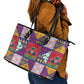 Haiti Christmas Leather Tote Bag Patchwork Style