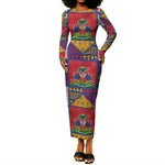 Haiti Christmas Long Sleeve Bodycon Dress Patchwork Style