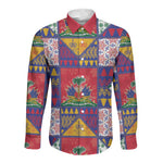 Haiti Christmas Long Sleeve Button Shirt Patchwork Style