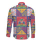 Haiti Christmas Long Sleeve Button Shirt Patchwork Style