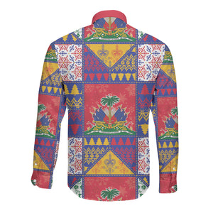 Haiti Christmas Long Sleeve Button Shirt Patchwork Style