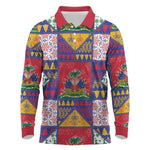 Haiti Christmas Long Sleeve Polo Shirt Patchwork Style