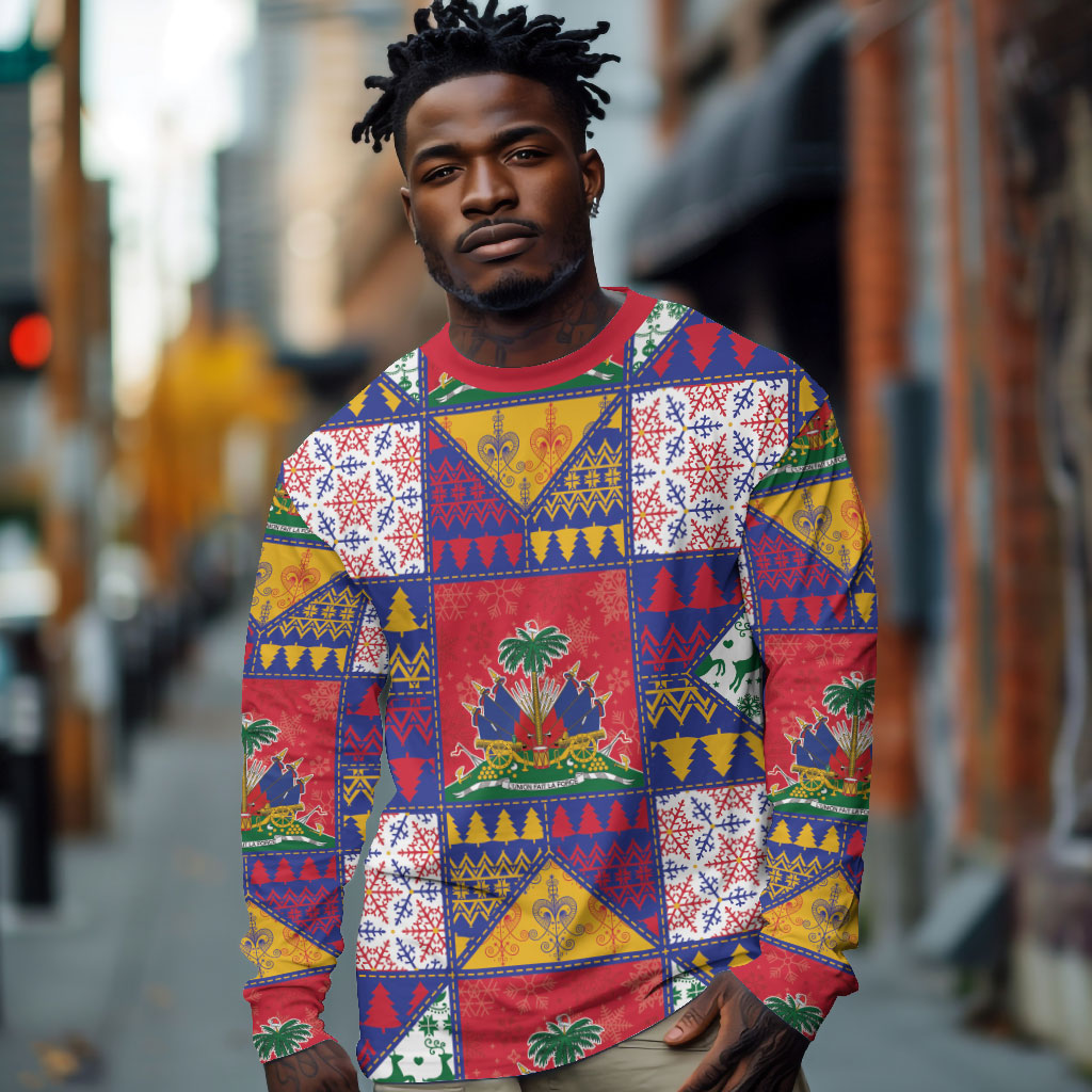 Haiti Christmas Long Sleeve Shirt Patchwork Style