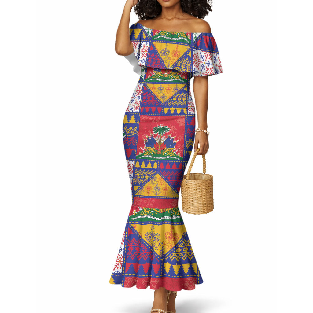 Haiti Christmas Mermaid Dress Patchwork Style