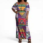 Haiti Christmas Off Shoulder Maxi Dress Patchwork Style