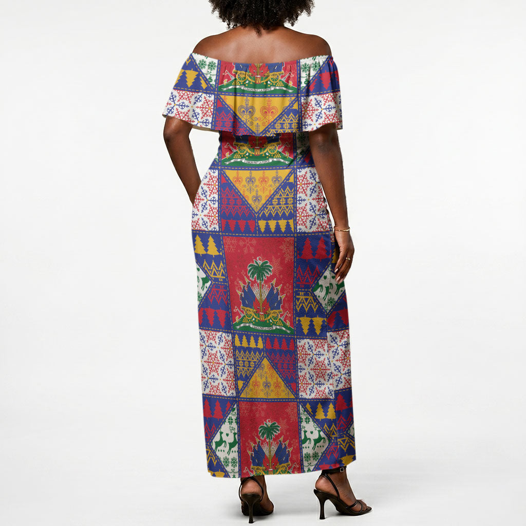 Haiti Christmas Off Shoulder Maxi Dress Patchwork Style