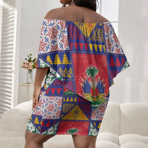 Haiti Christmas Off Shoulder Short Dress Patchwork Style