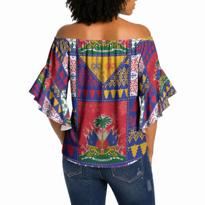Haiti Christmas Off Shoulder Wrap Waist Top Patchwork Style