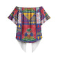 Haiti Christmas Off Shoulder Wrap Waist Top Patchwork Style