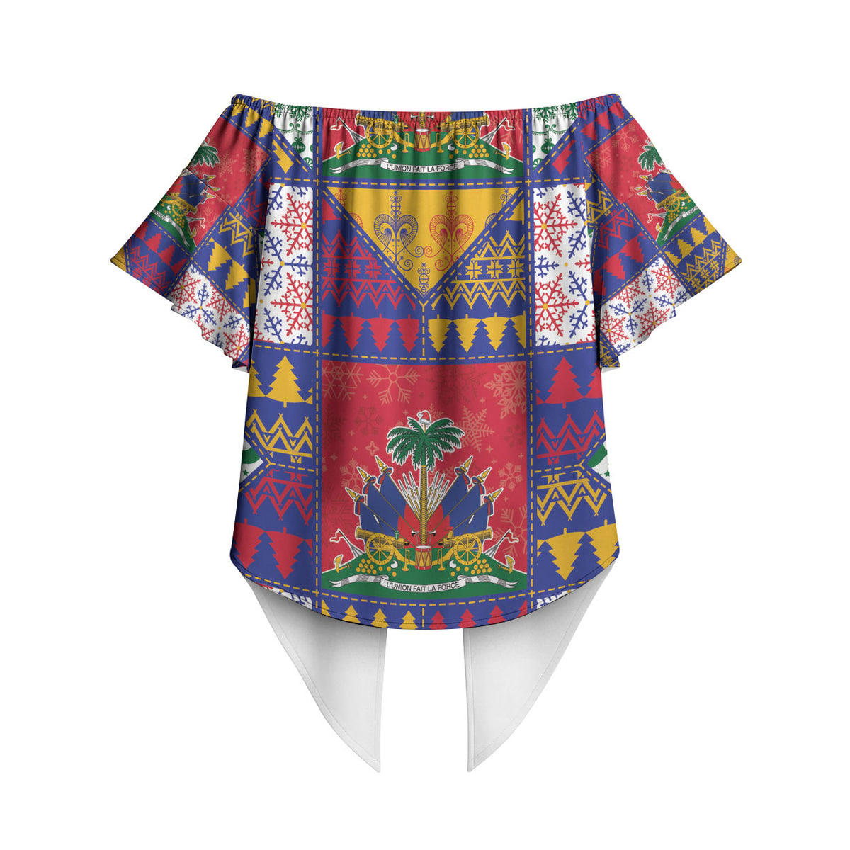 Haiti Christmas Off Shoulder Wrap Waist Top Patchwork Style