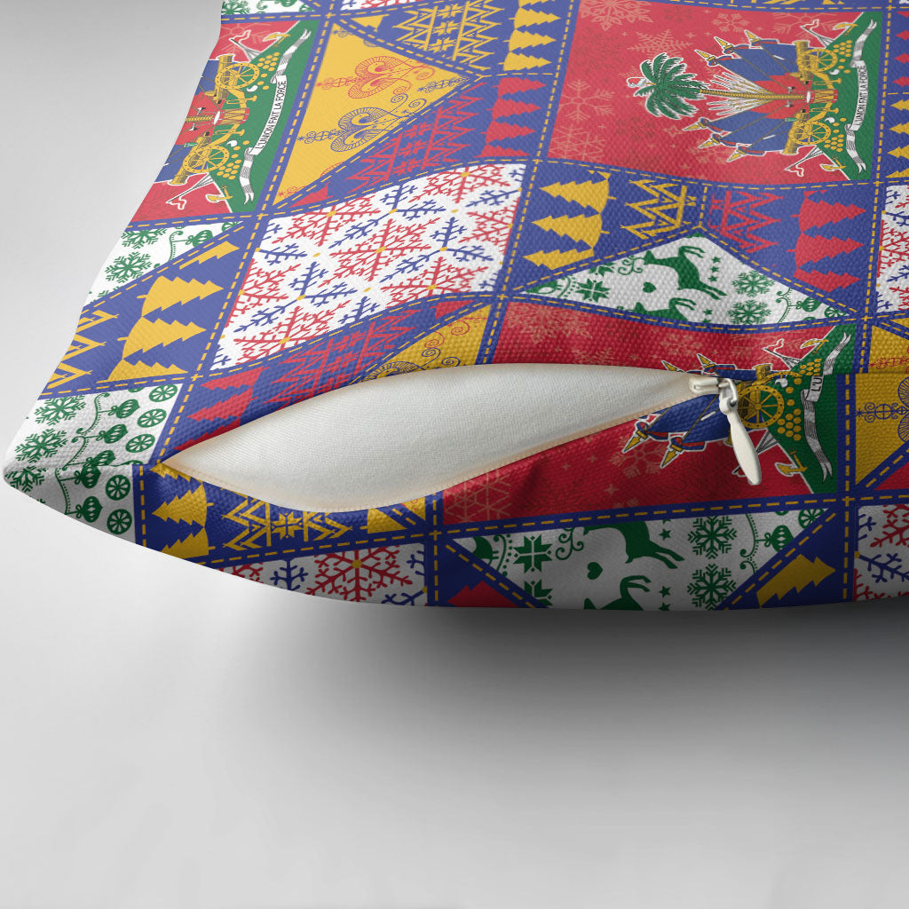 Haiti Christmas Pillow Cover Patchwork Style
