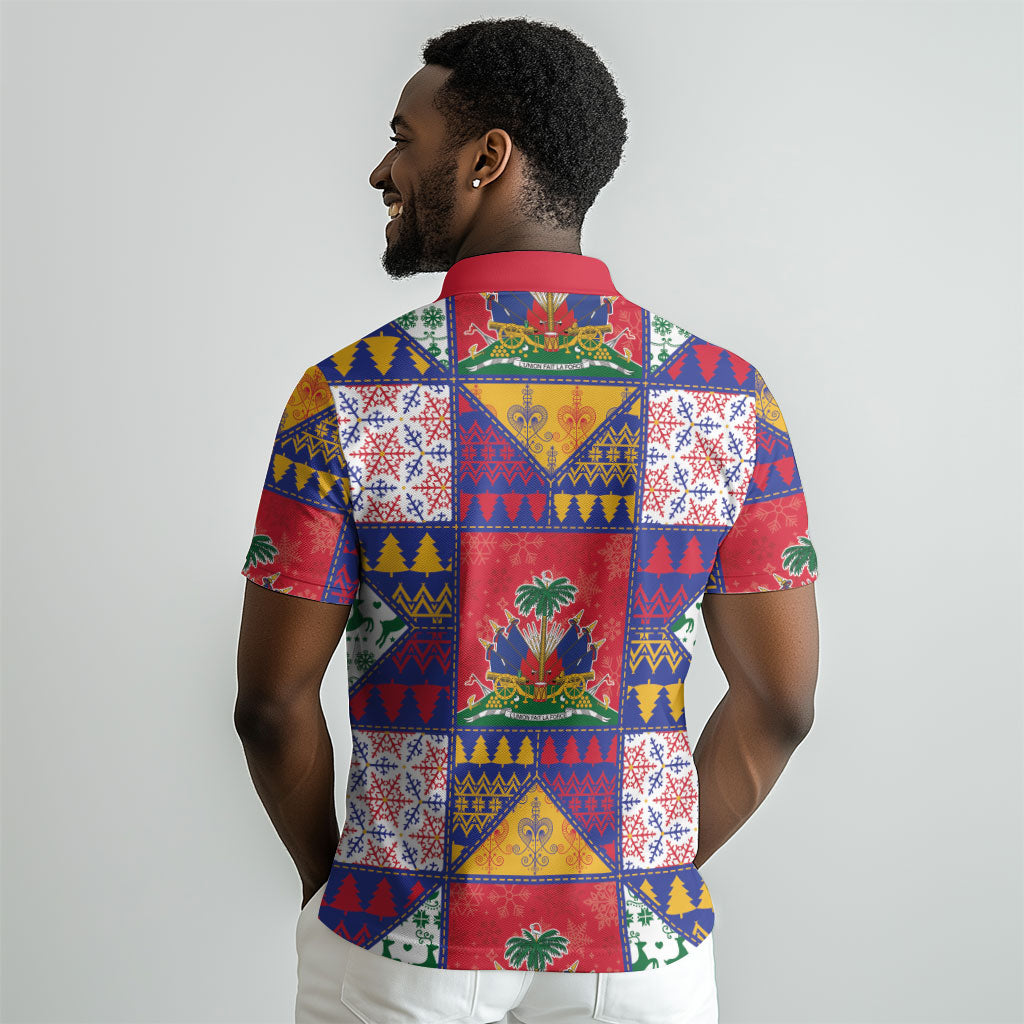 Haiti Christmas Polo Shirt Patchwork Style