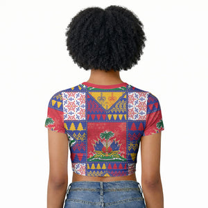 Haiti Christmas Raglan Cropped T shirt Patchwork Style