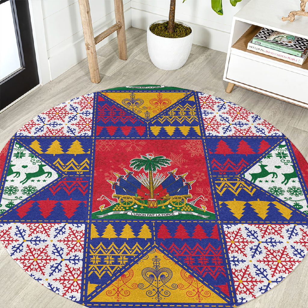 Haiti Christmas Round Carpet Patchwork Style