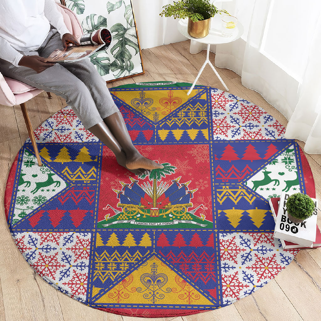 Haiti Christmas Round Carpet Patchwork Style