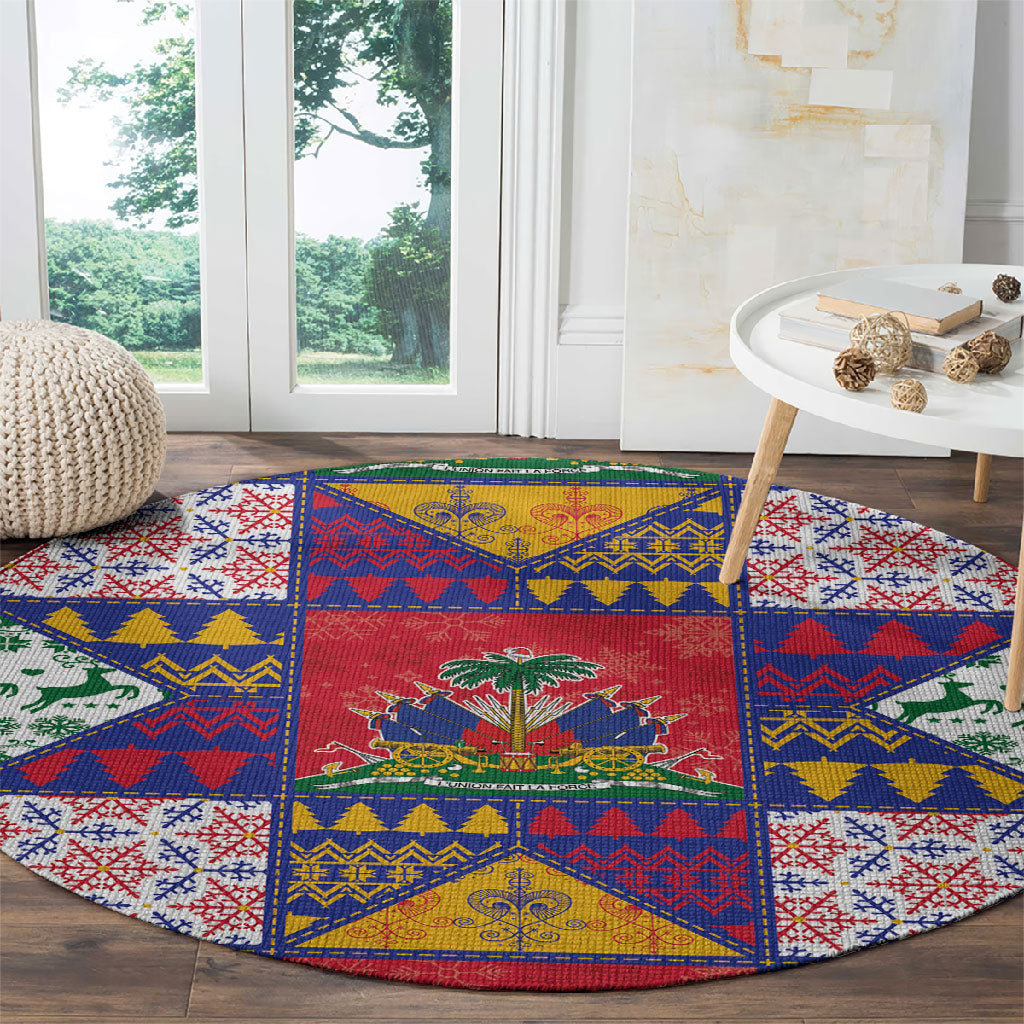 Haiti Christmas Round Carpet Patchwork Style