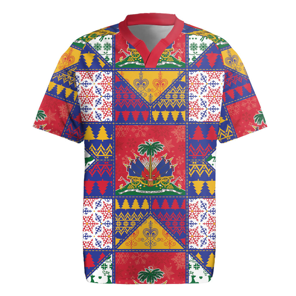 Haiti Christmas Rugby Jersey Patchwork Style