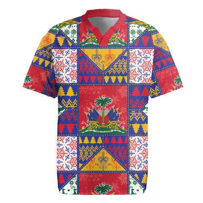 Haiti Christmas Rugby Jersey Patchwork Style