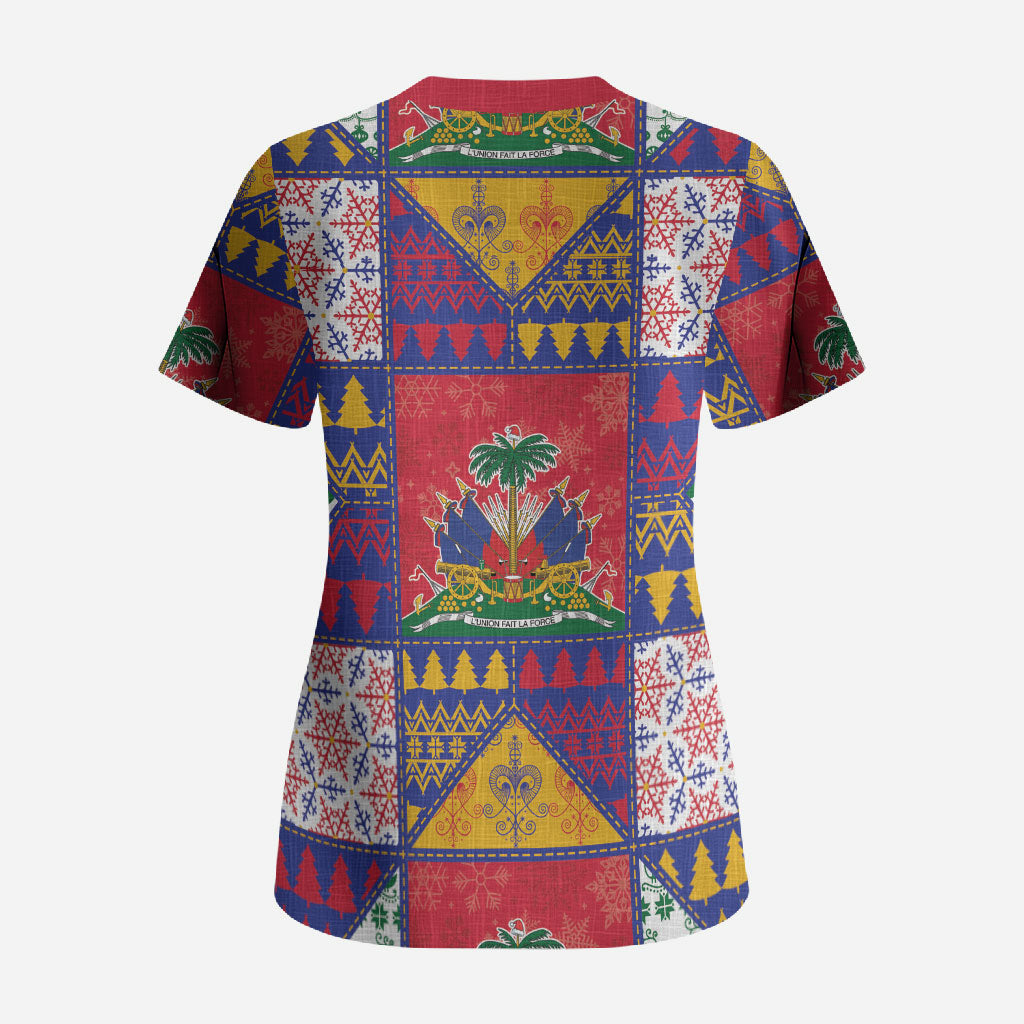 Haiti Christmas Scrub Top Patchwork Style