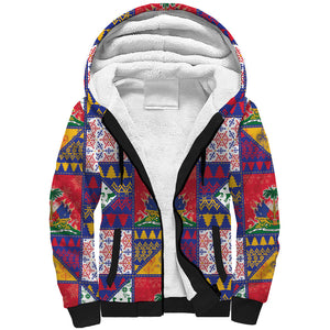 Haiti Christmas Sherpa Hoodie Patchwork Style