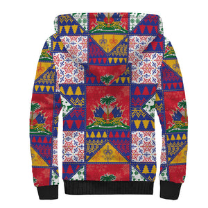 Haiti Christmas Sherpa Hoodie Patchwork Style